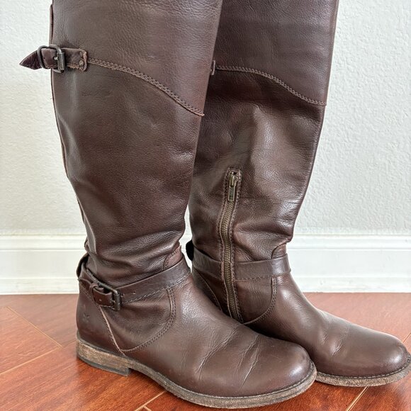 Frye Brown Leather Riding Boots Size 8.5 - Picture 1 of 5